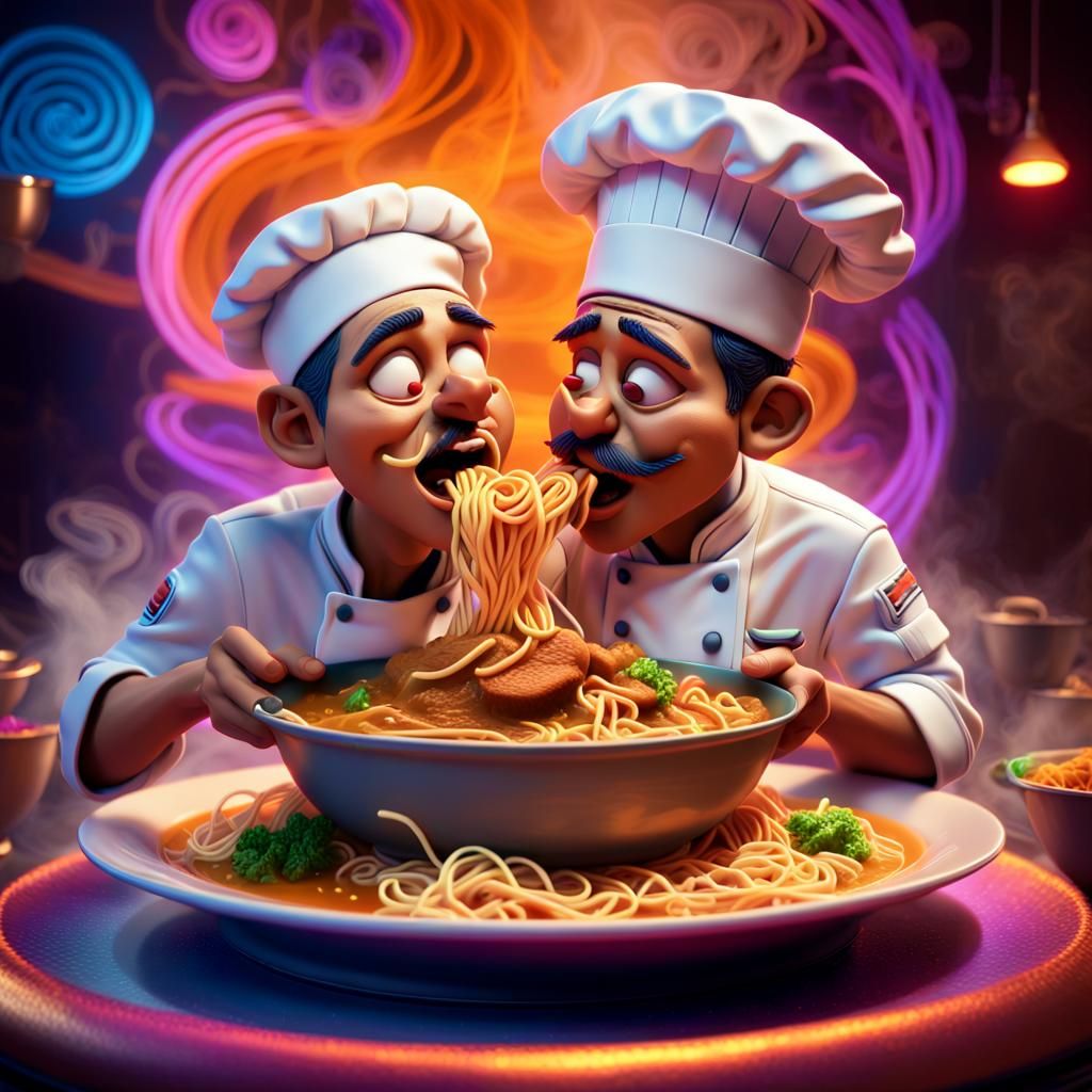 Steaming Indian Noodle Curry: Pixar-Inspired 3D Digital Art