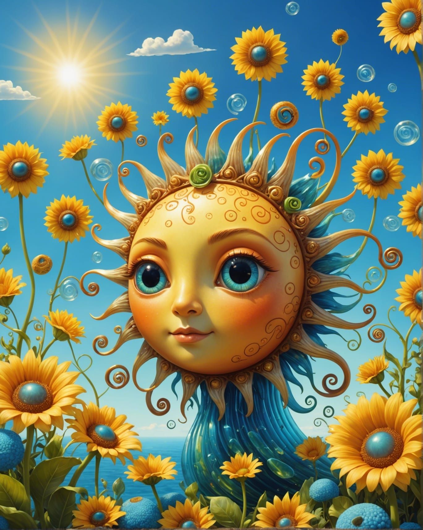 Cute Nautilus Sun in Fantasy Garden