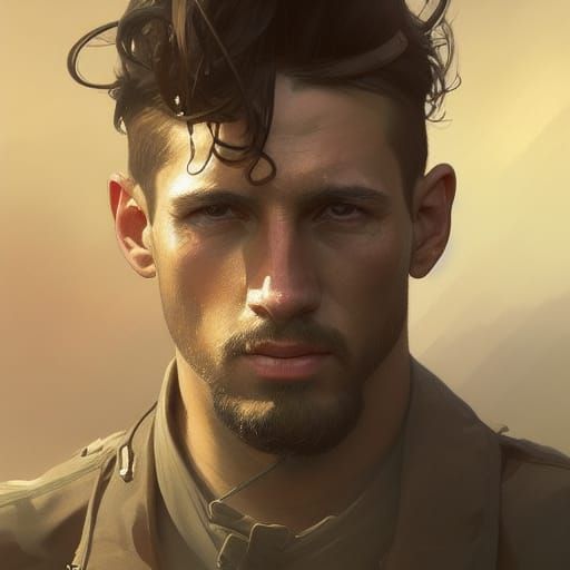 Detailed Portrait of Soldier with Dynamic Lighting