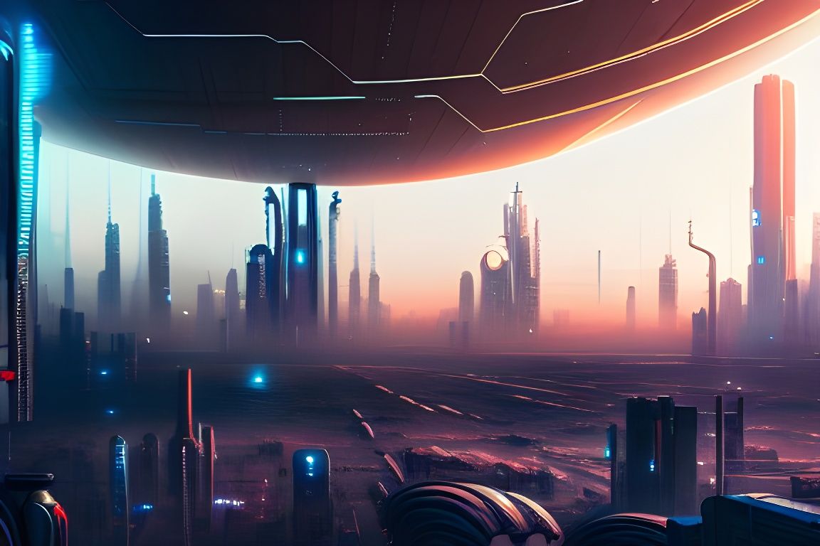 Cyberpunk Moon Metropolis Concept Art