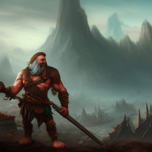 Barbarian Manager Concept Art in Detailed Matte Painting