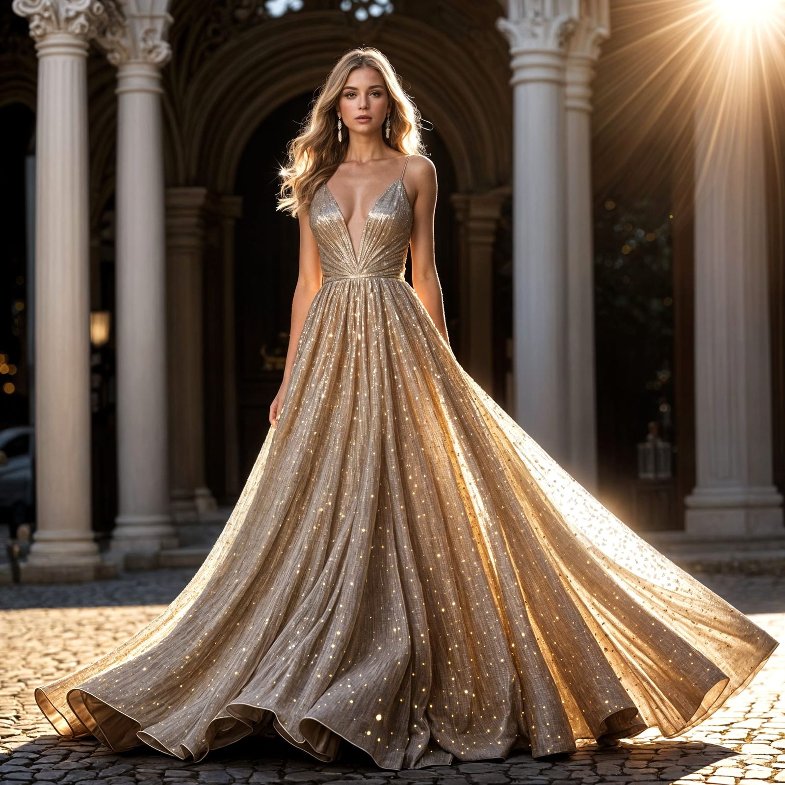 Glamorous Sequined Evening Gown Shines Bright