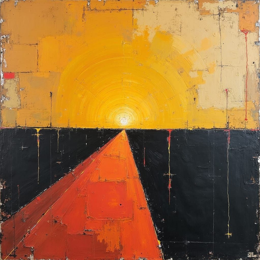 Abstract Geometric Line Art in Bold Colors