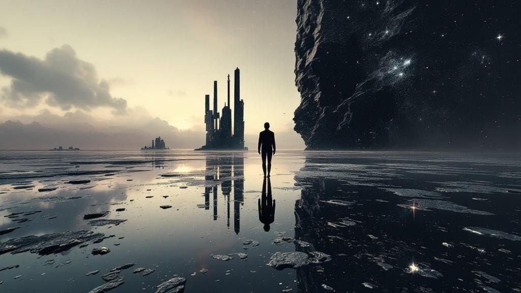 Fractured Sentinel Between Mirrored Horizons in Ultra-HD