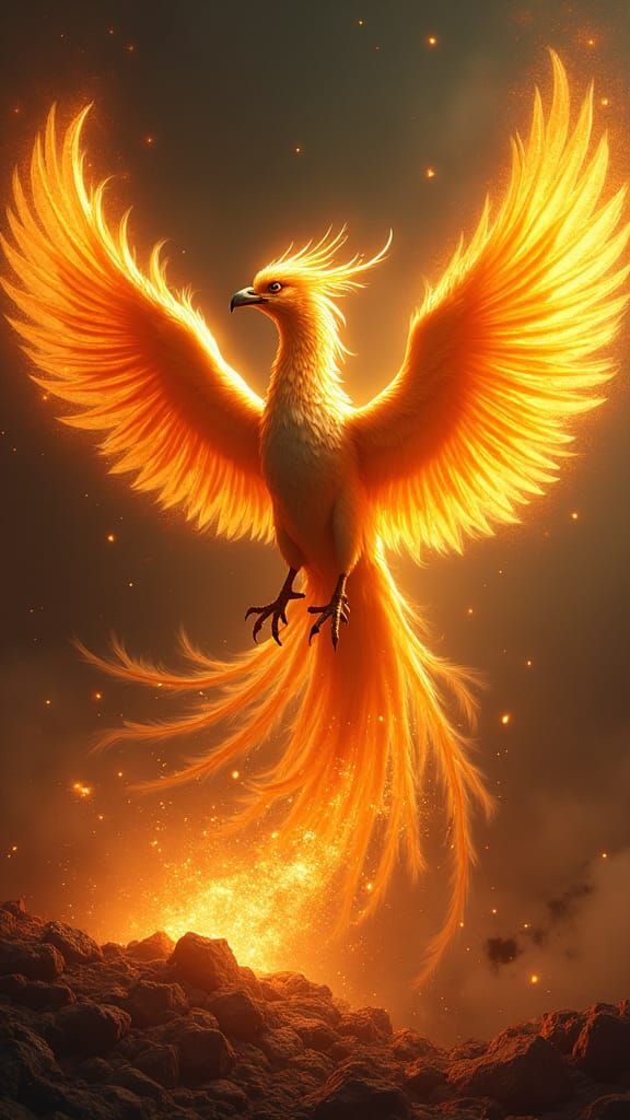 Golden Phoenix Rising: A Fantasy Illustration