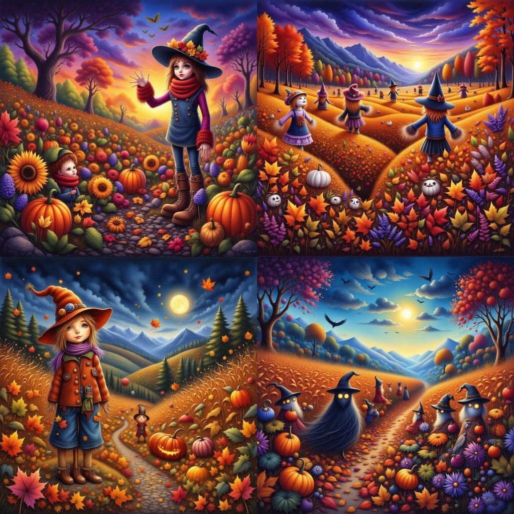 Adorable Haunted Corn Field with Scarecrows