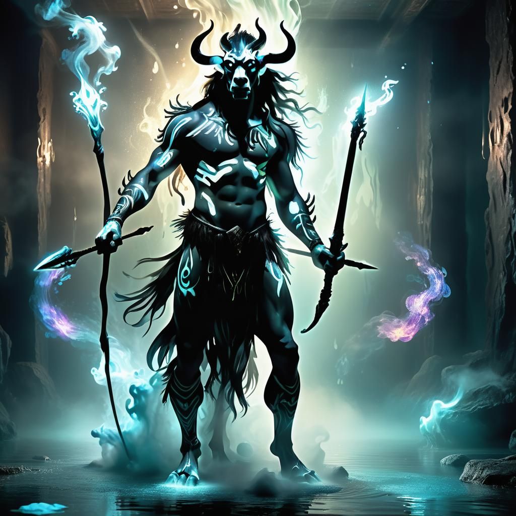 Tribal Centaur Warrior in Dark Fantasy Style