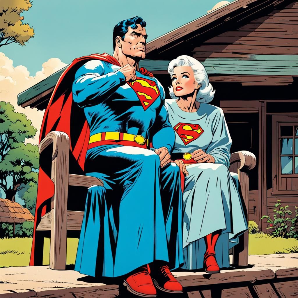 Elderly Superman and Jane Watch Super Kid