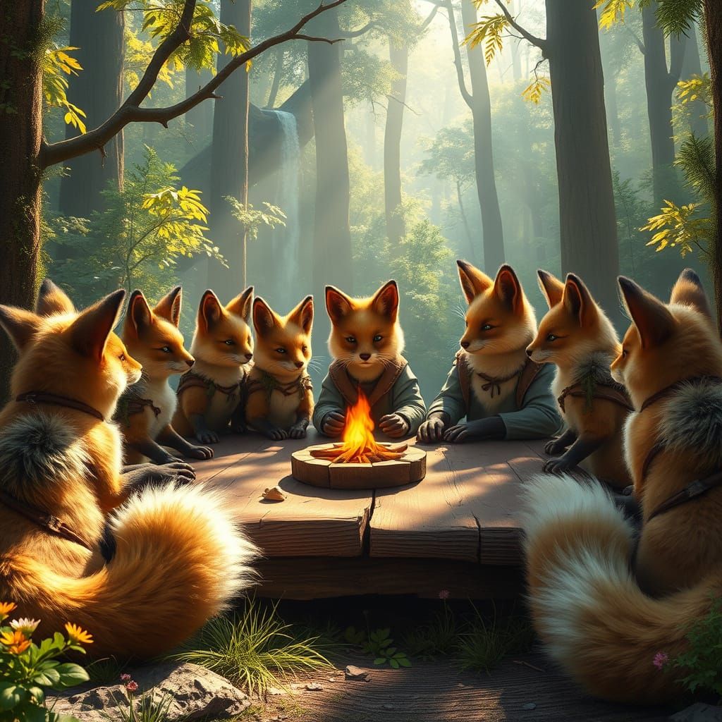 Kitsunes Learn Wilderness Survival in Enchanted Forest