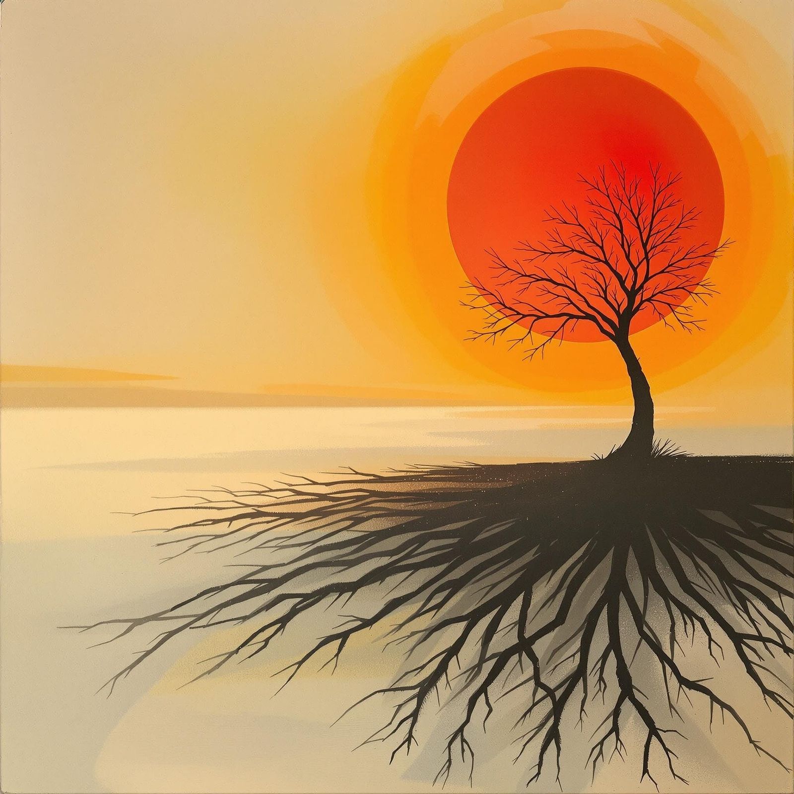 Surreal Landscape Paints the Rising Sun's Golden Glow