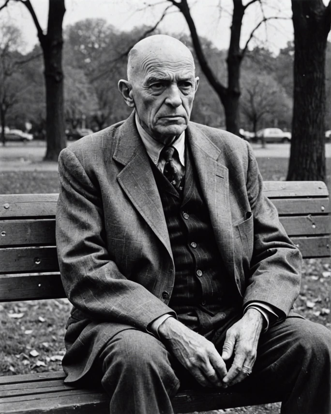 Old man in a park bench