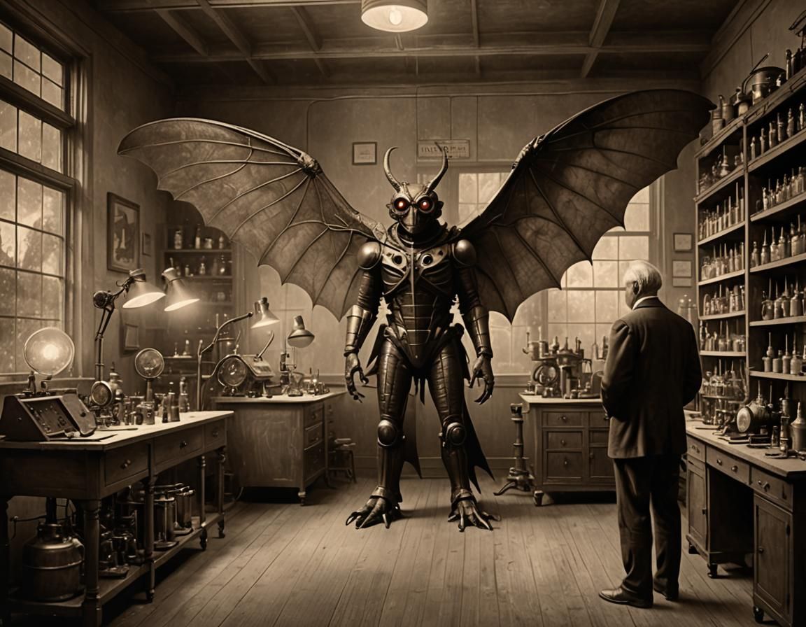 Mothman Visits Thomas Edison: Historical Photo