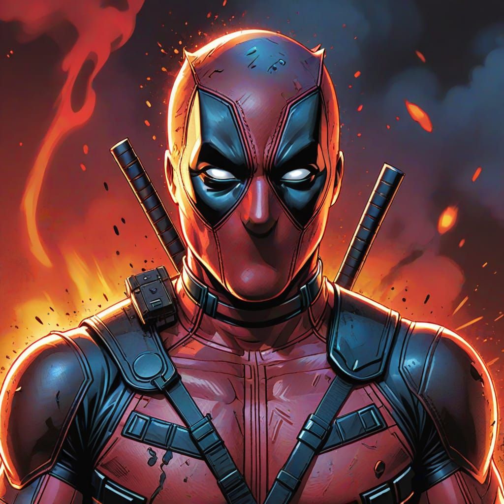 Deadpool Comic Book Art in Graphic Style