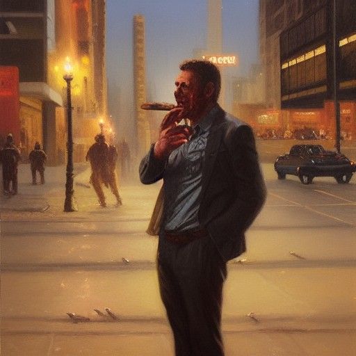 Cigar Smoker in Zombie Apocalypse, Gurney Style