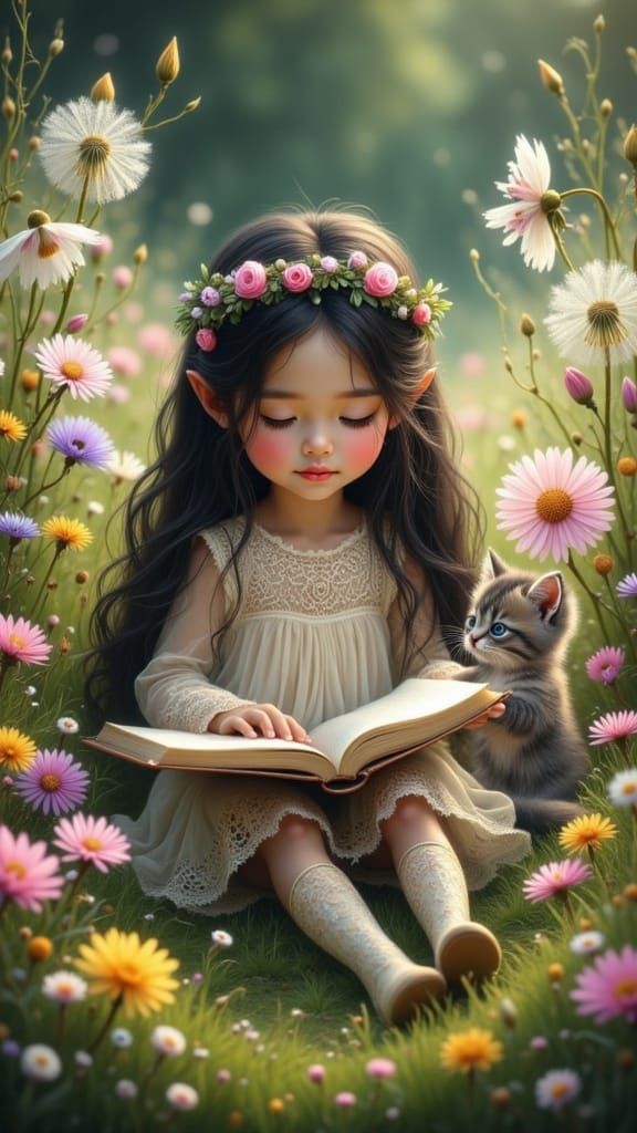 Enchanted Whimsy in a Vibrant Meadow