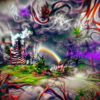 Surreal Smoke Ring Clouds in Dreamlike Landscape