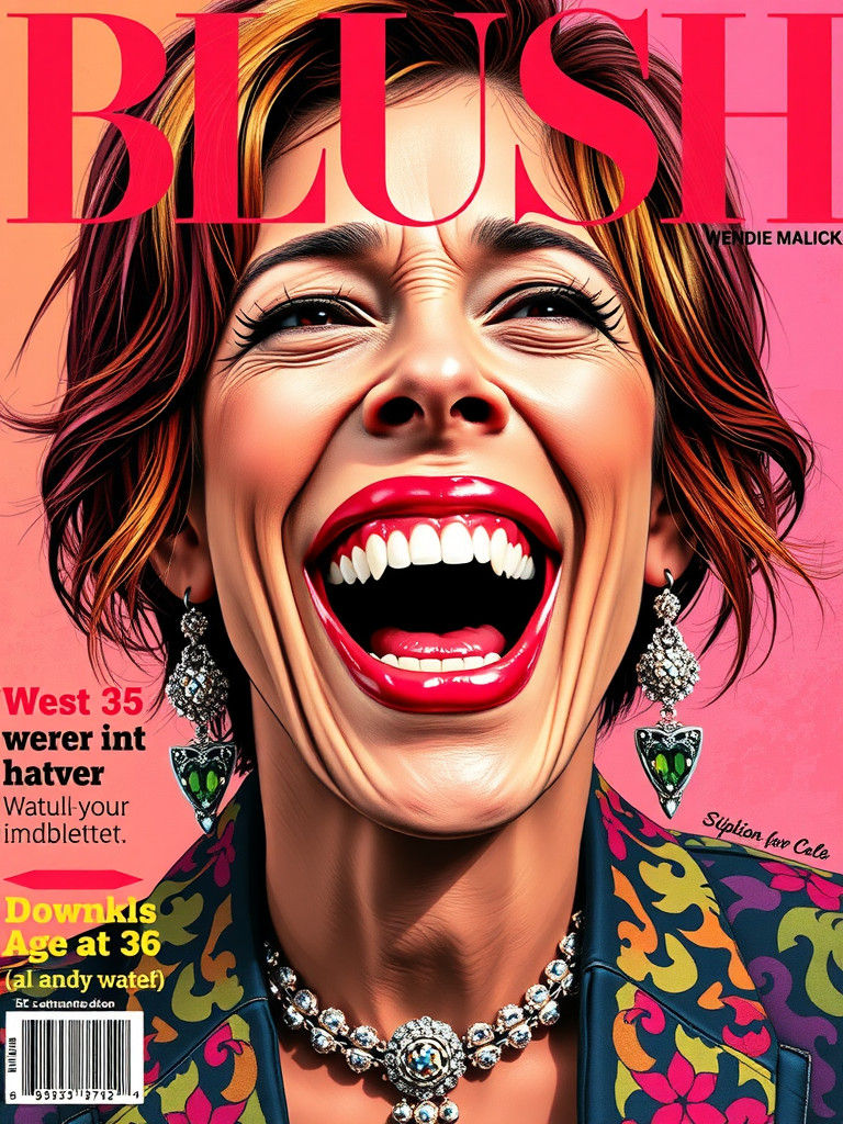 Glamorous Woman Laughing, in Warhol-Inspired Pop Art