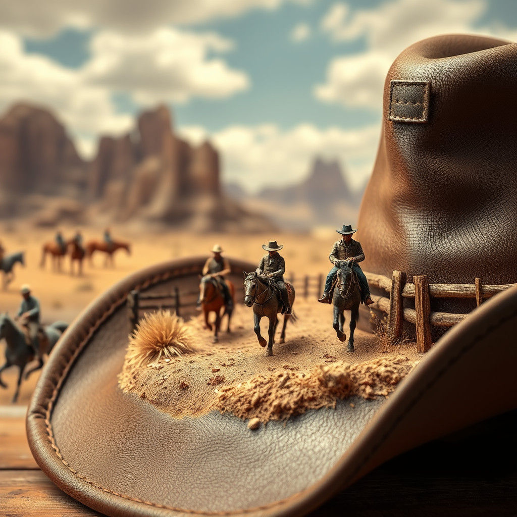 Cowboy Hat Diorama: Western Scene in Photorealistic Detail