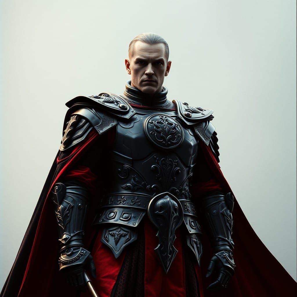 Dark Lord Vampire in Red and Black Plate Armor