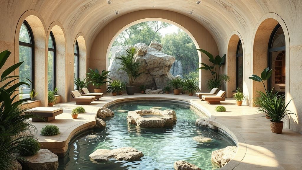 Tranquil Wellness Center in Soothing Beige and Green
