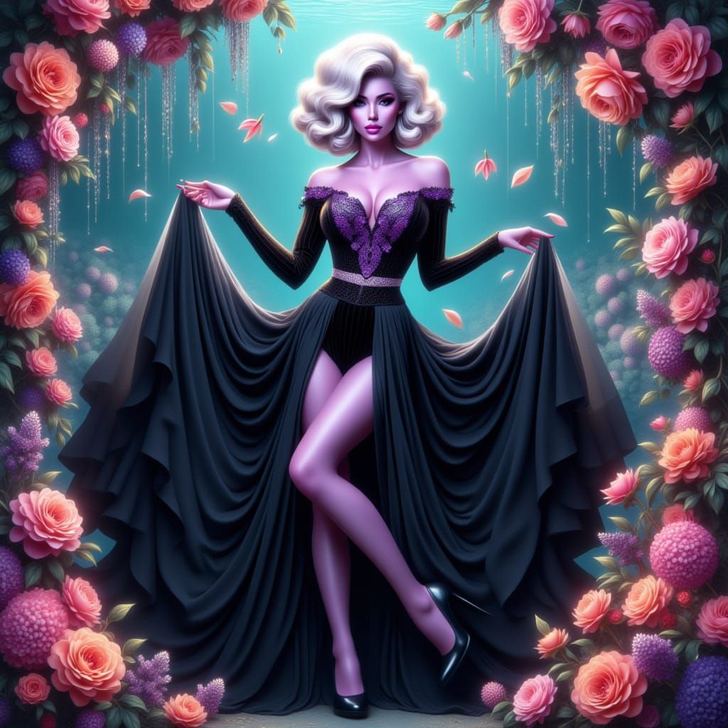 Vintage Pin-Up Goddess in Lavender Hues