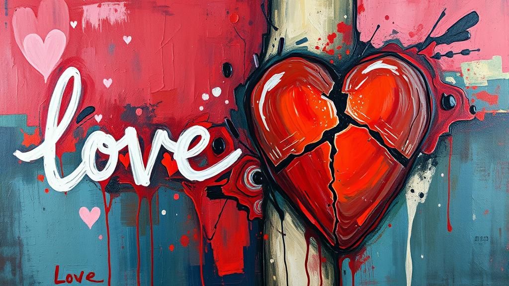 Expressionist Painting of Love and Broken Heart