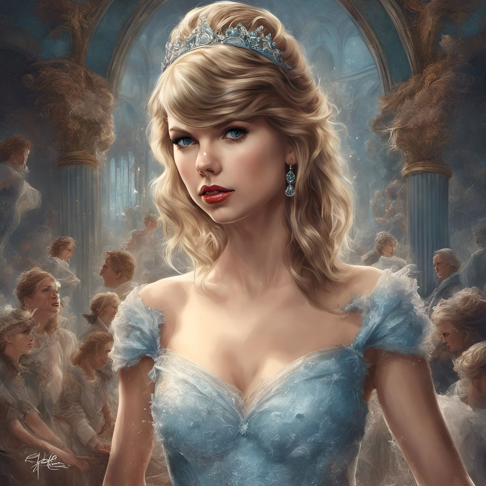 Taylor Swift as Cinderella in Digital Illustration