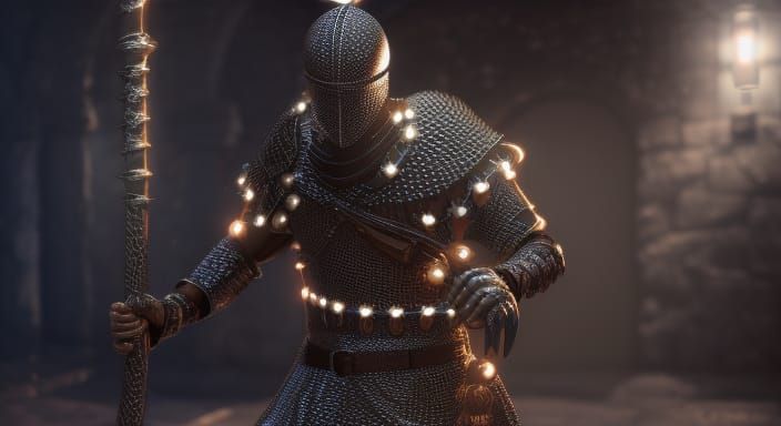Swordsman in Chainmail: Detailed 3D Rendered Fantasy Art
