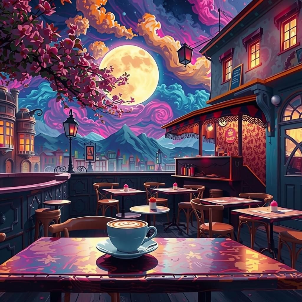 Nocturnal Cafe in Van Gogh Inspired World