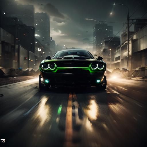 Neon Cityscape: Futuristic Vehicle in Cyberpunk Style