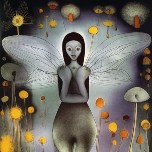 Foxes and Fairies in Surreal Dandelion Dreamscape