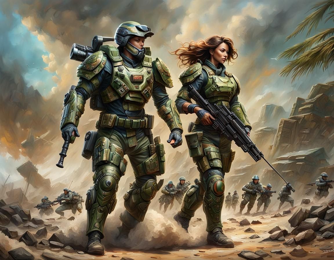 Fighter in Camo Armor: Detailed Airbrush Painting