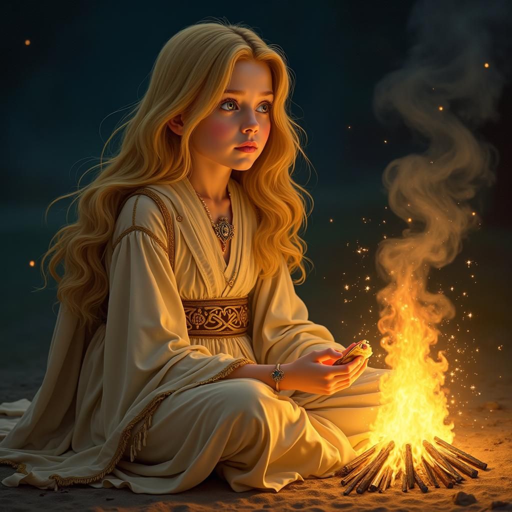 Girl by Firelight Under Stars, Bande Dessinées Style