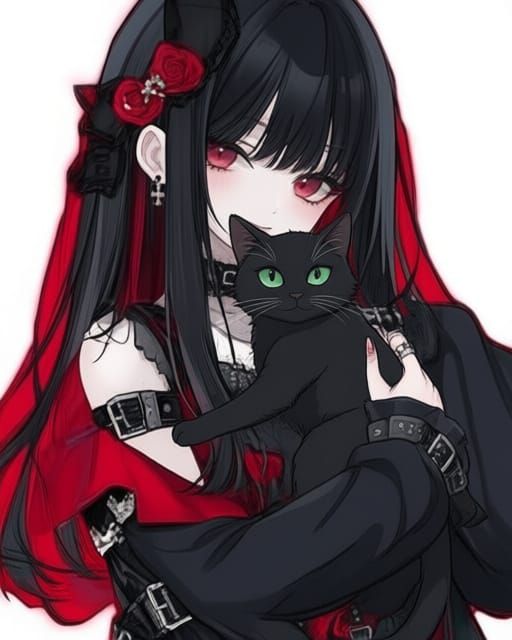 Woman Holding a Cat Under the Moonlight