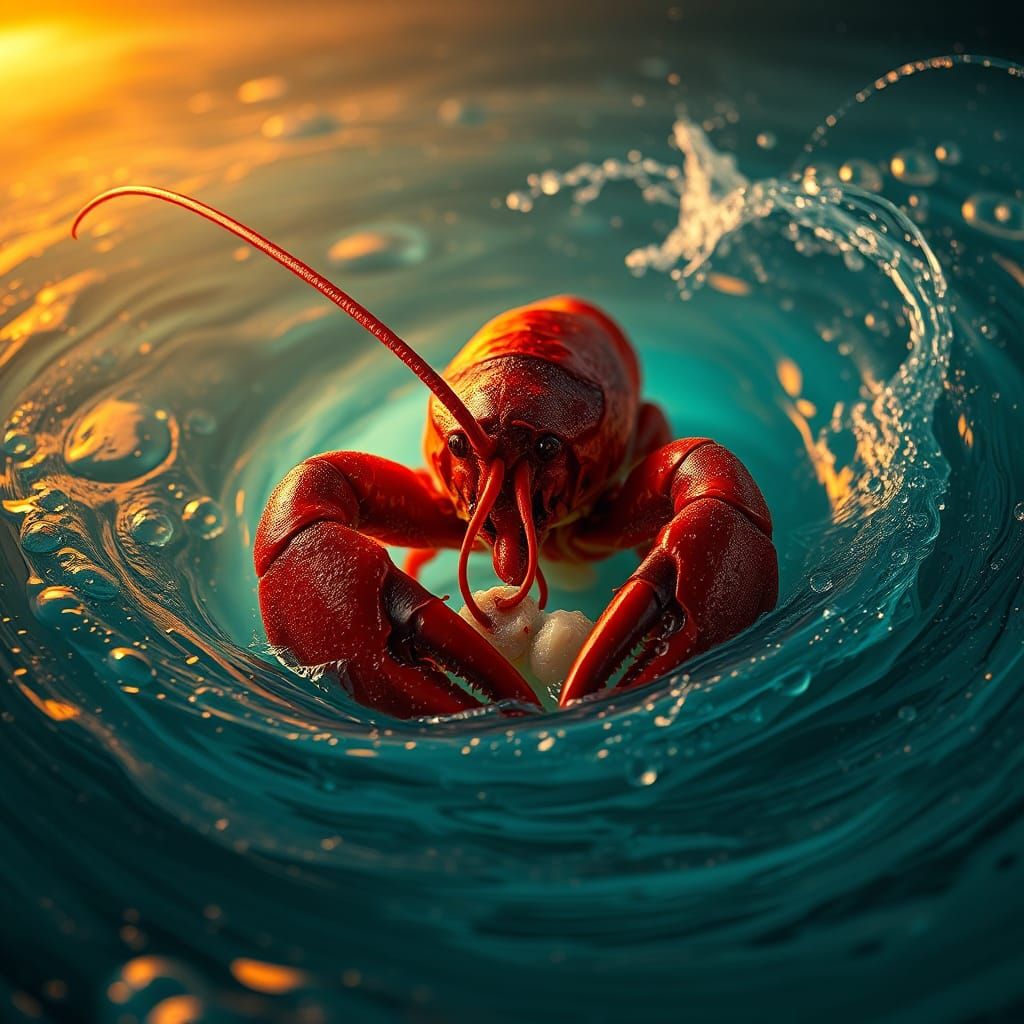 Lobster Self-Cannibalism in Surreal Style