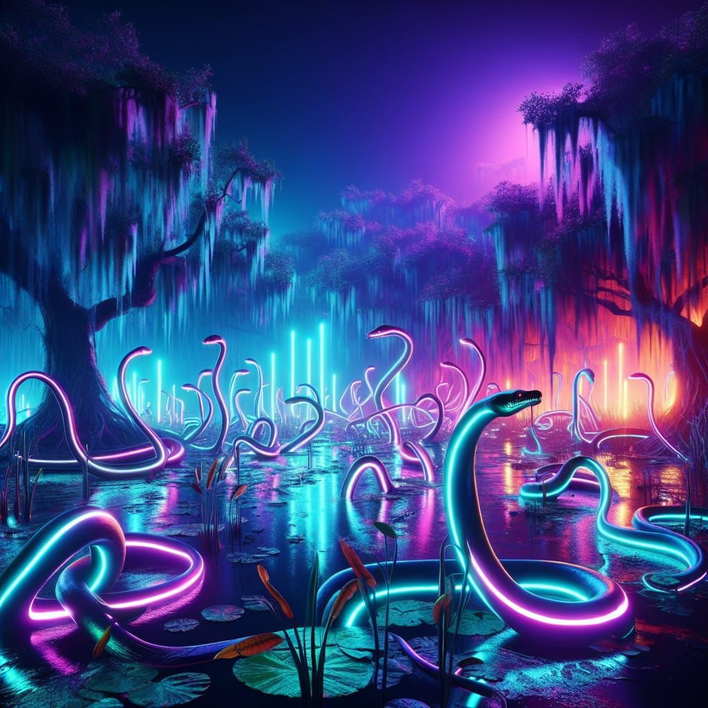 Electric Eels In The Blacklight Bayou