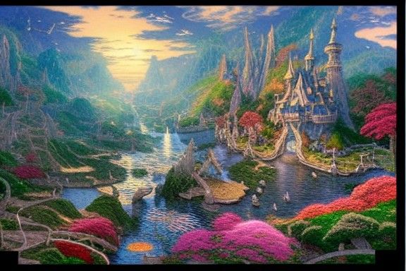 Dragon Island Fantasy Art in Anime Style