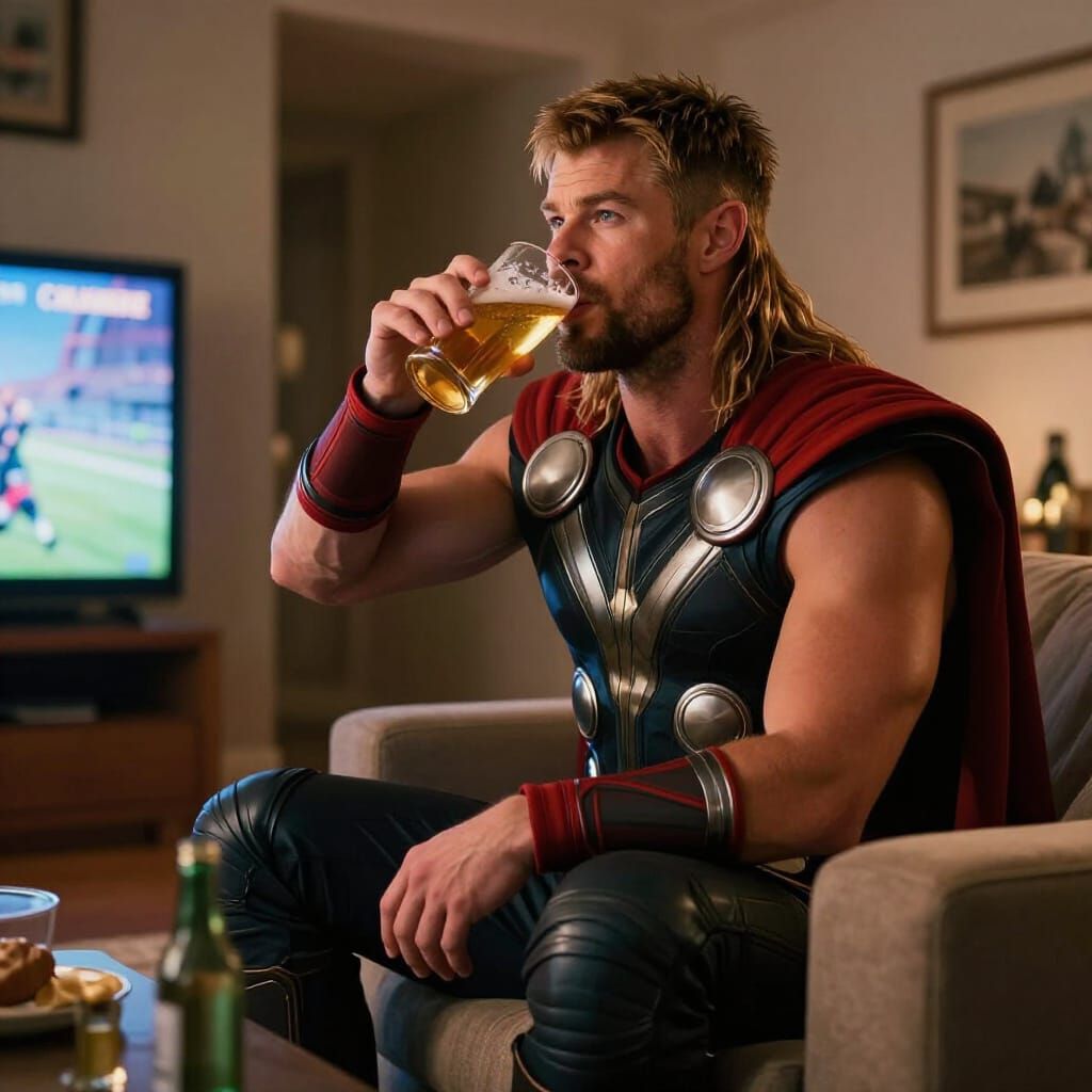 Chris Hemsworth as Thor Relaxing at Home