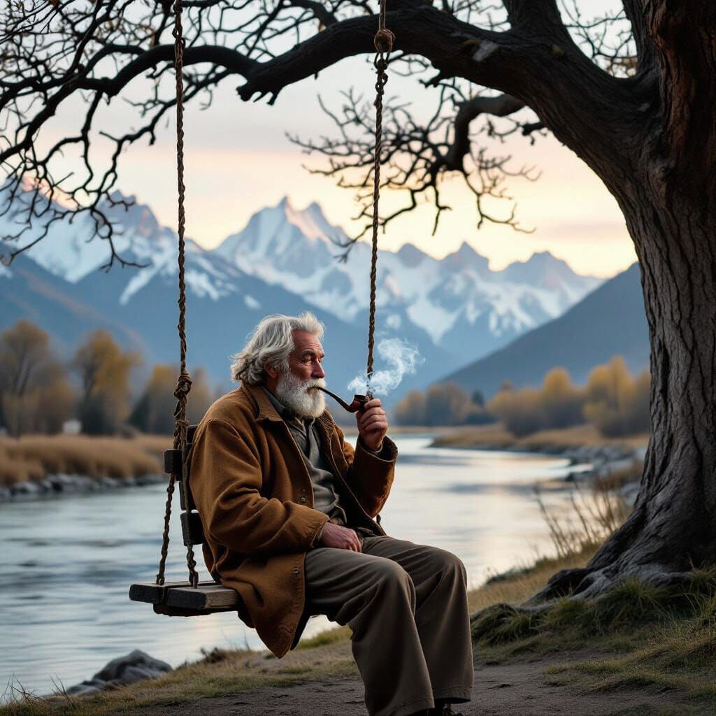 Peaceful Riverbank Scene in Cinematic Style