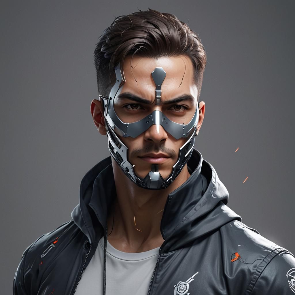 Hacker Mask Portrait in Hyperdetailed Digital Art