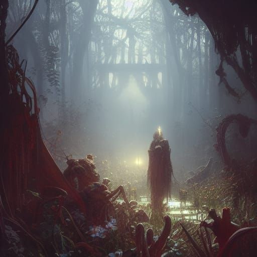 Dark Fantasy Bone Garden Concept Art in 8K