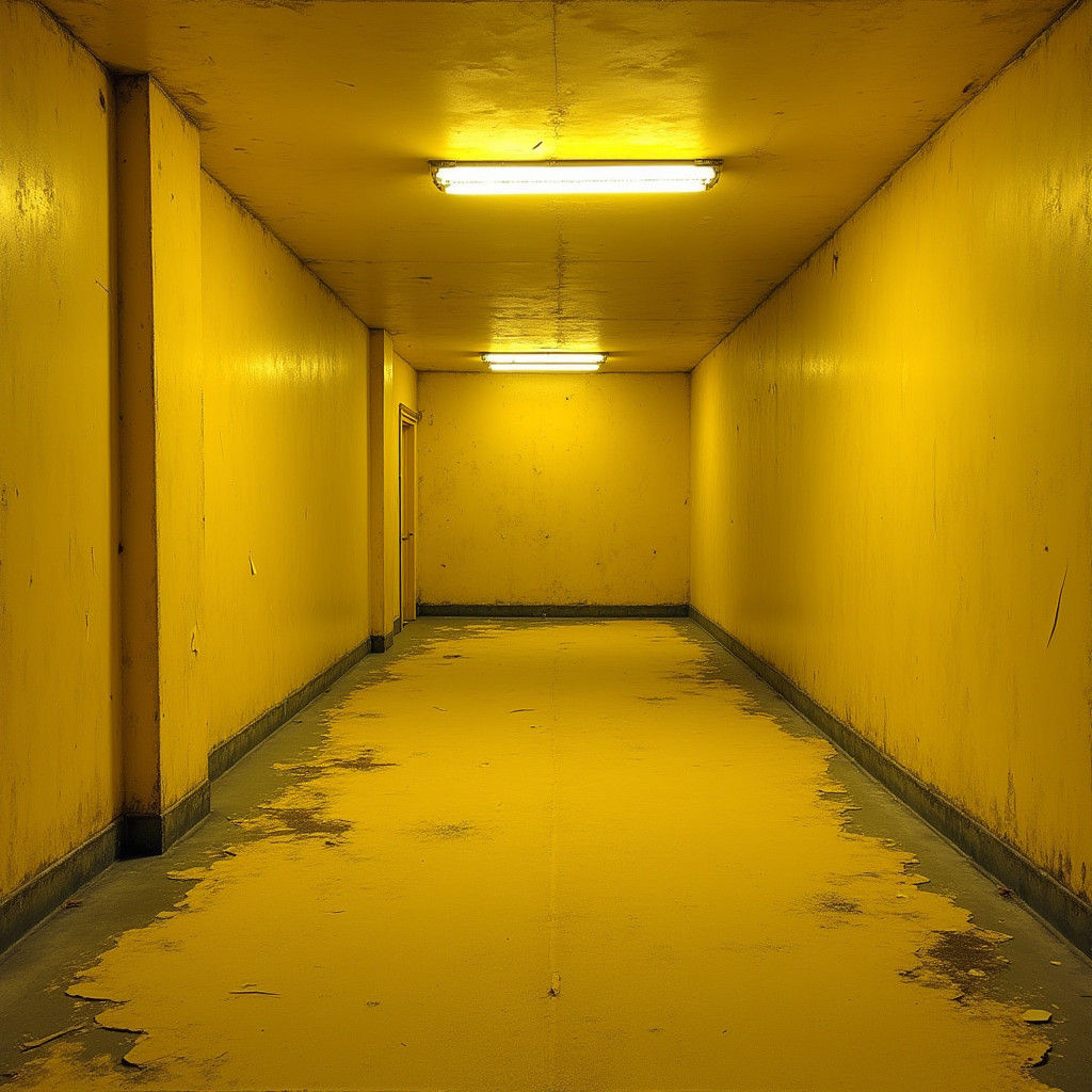 Eerie Mono-Yellow Rooms as Impressionist Matte Painting