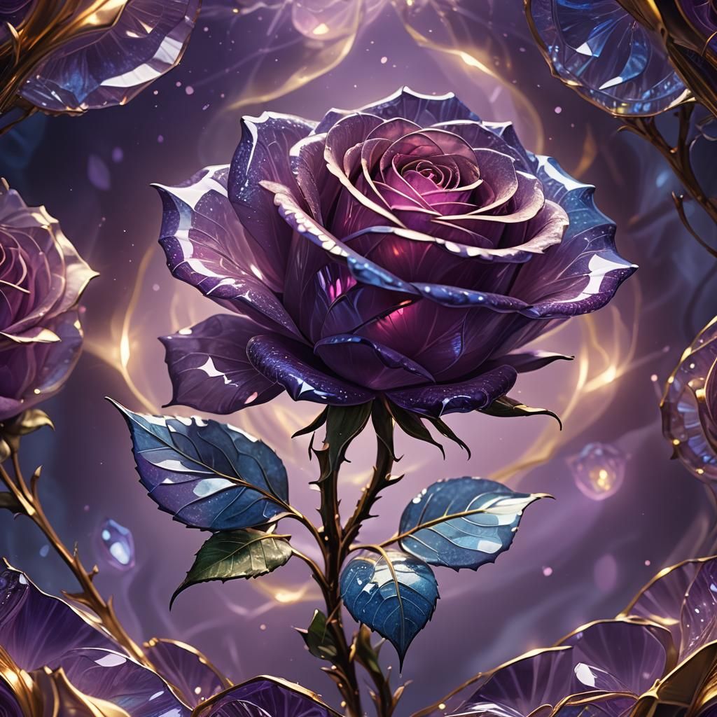 Purple Glass Rose: Digital Fantasy Art