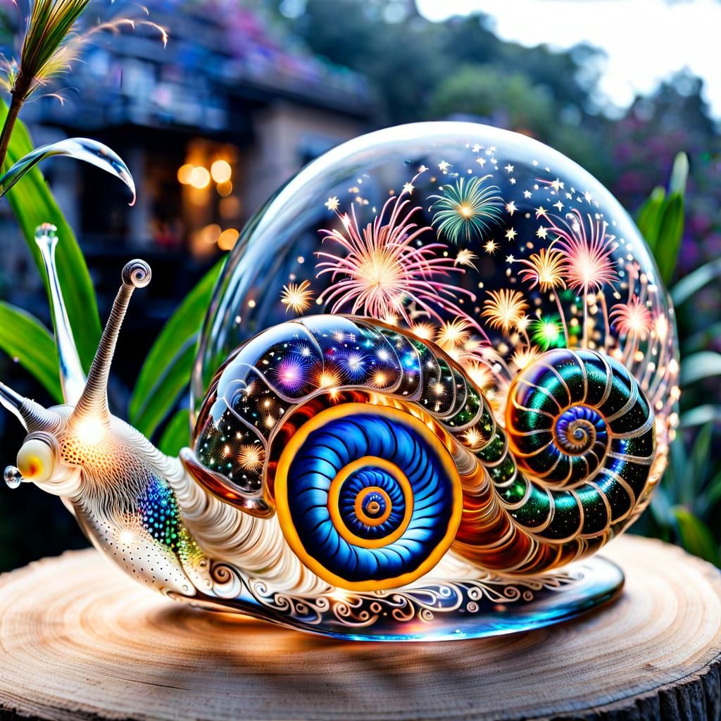 Blown Glass Snail Fireworks on New Year's Eve
