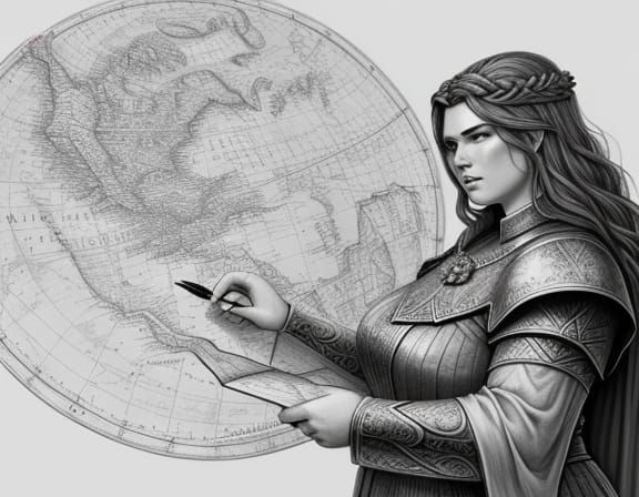 Undead Cleric Cartography: Fantasy Graphite Illustration