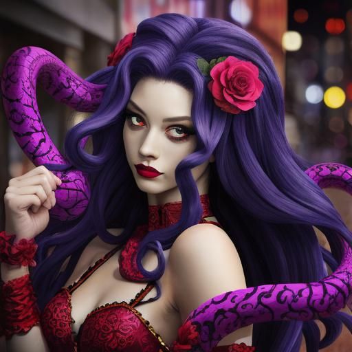 Medusa in Romantic Burlesque Style