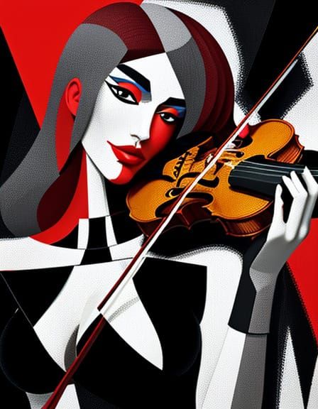 Mondrian Metzinger the violinist abstracted modern art cubism Portrait