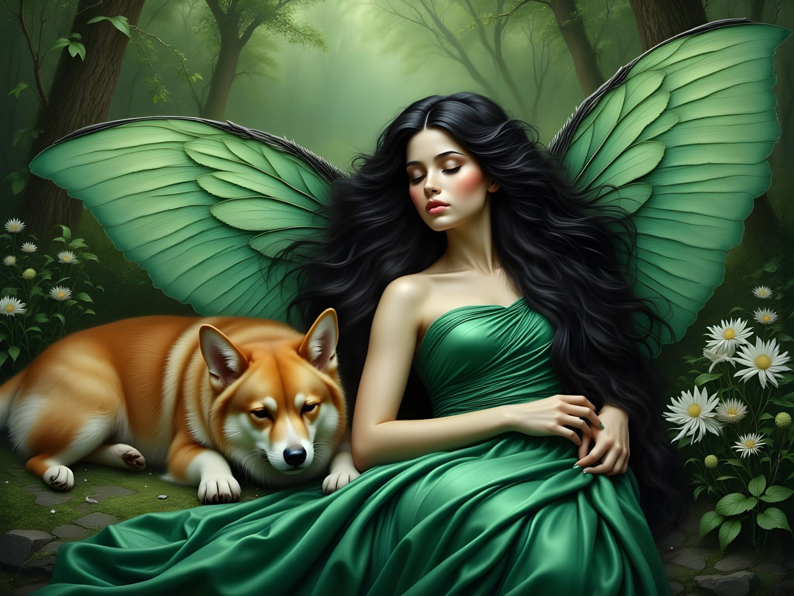 Dreamy Fantasy Portrait of a Sleeping Faerie Queen
