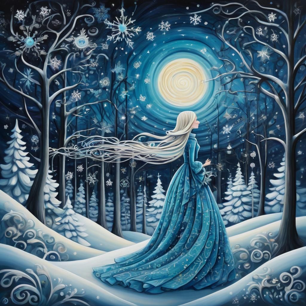 Whimsical Snowflakes on a Starry Night