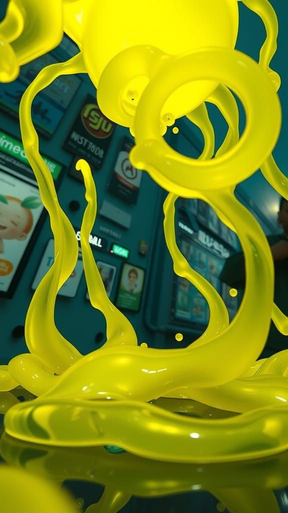 Neon Noir Slime Sculpture in Slow Motion